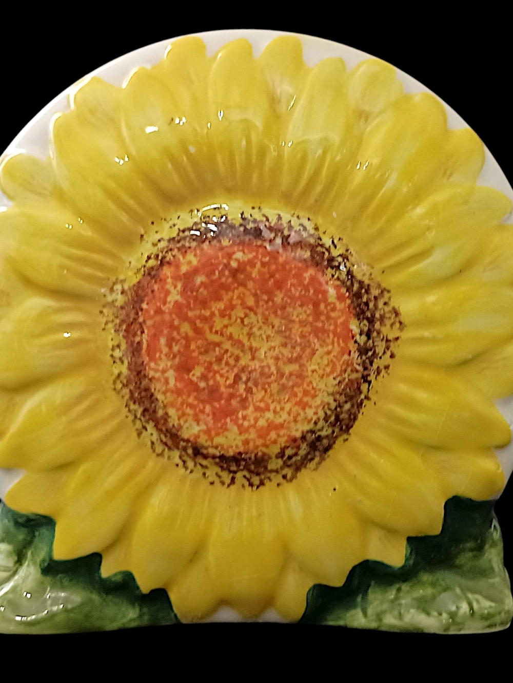 Vintage Sunflower Napkin Holder Ceramic Letter Holder Farmhouse Kitsch Cottage